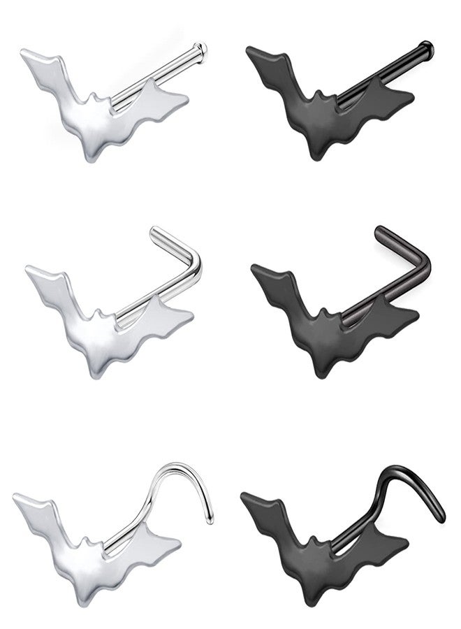 BodyAce Bat Septum Nose Ring Hoops, Surgical Steel Tragus Cartilage Earring Lip Studs, Belly Button Rings Conch Bar Industrial Earrings Labret Jewelry (F:6pcs Nose Studs Rings) - Image 1